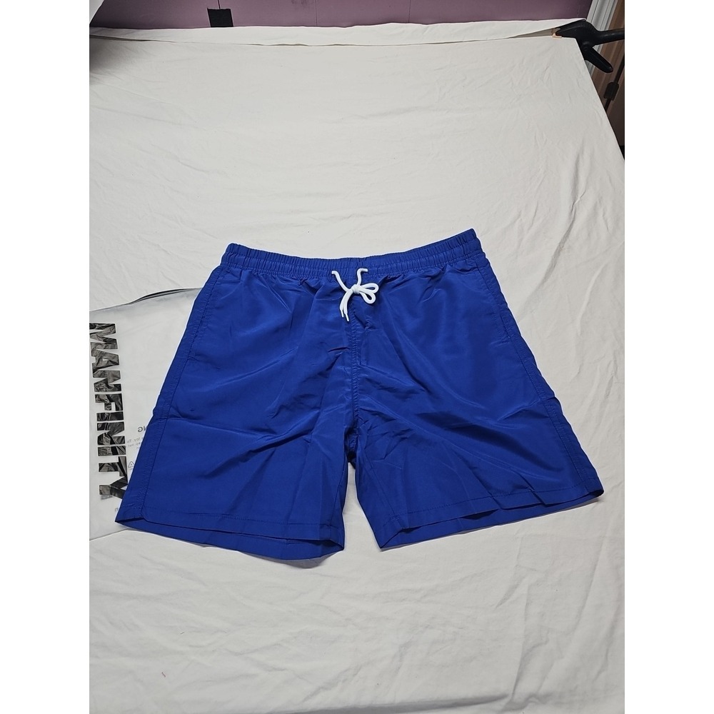 Manfinity Mens Blue Drawstring Swim Trunks Pockets Bottoms Size Xl